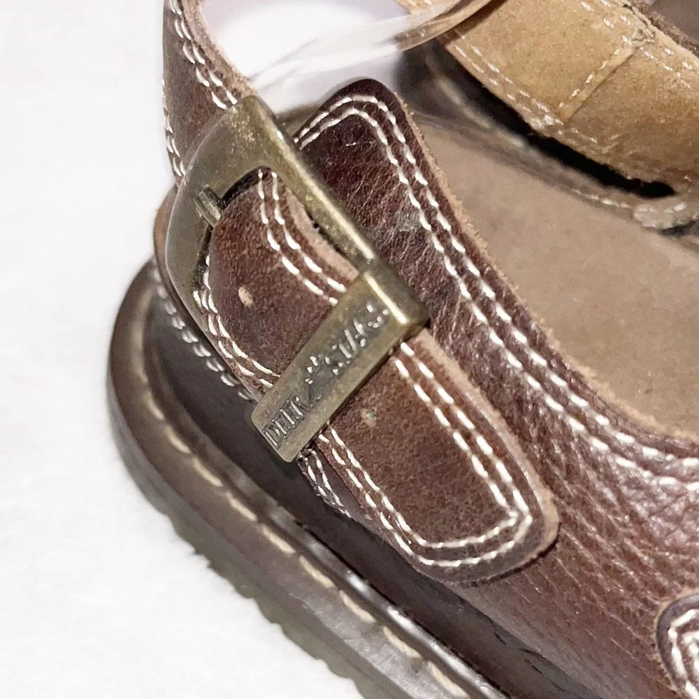 Y2K 90s Deer Stag Chunky Brown Leather Sandals Mens Size 11 Lug Rugged Fisherman
